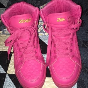 Hot pink and lime color,, Zumba workout shoes